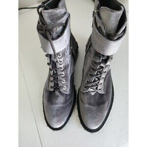 Vince Camuto Talorini Grey Studded Combat Style Boots Velvet Feel Sz 7 *see desc